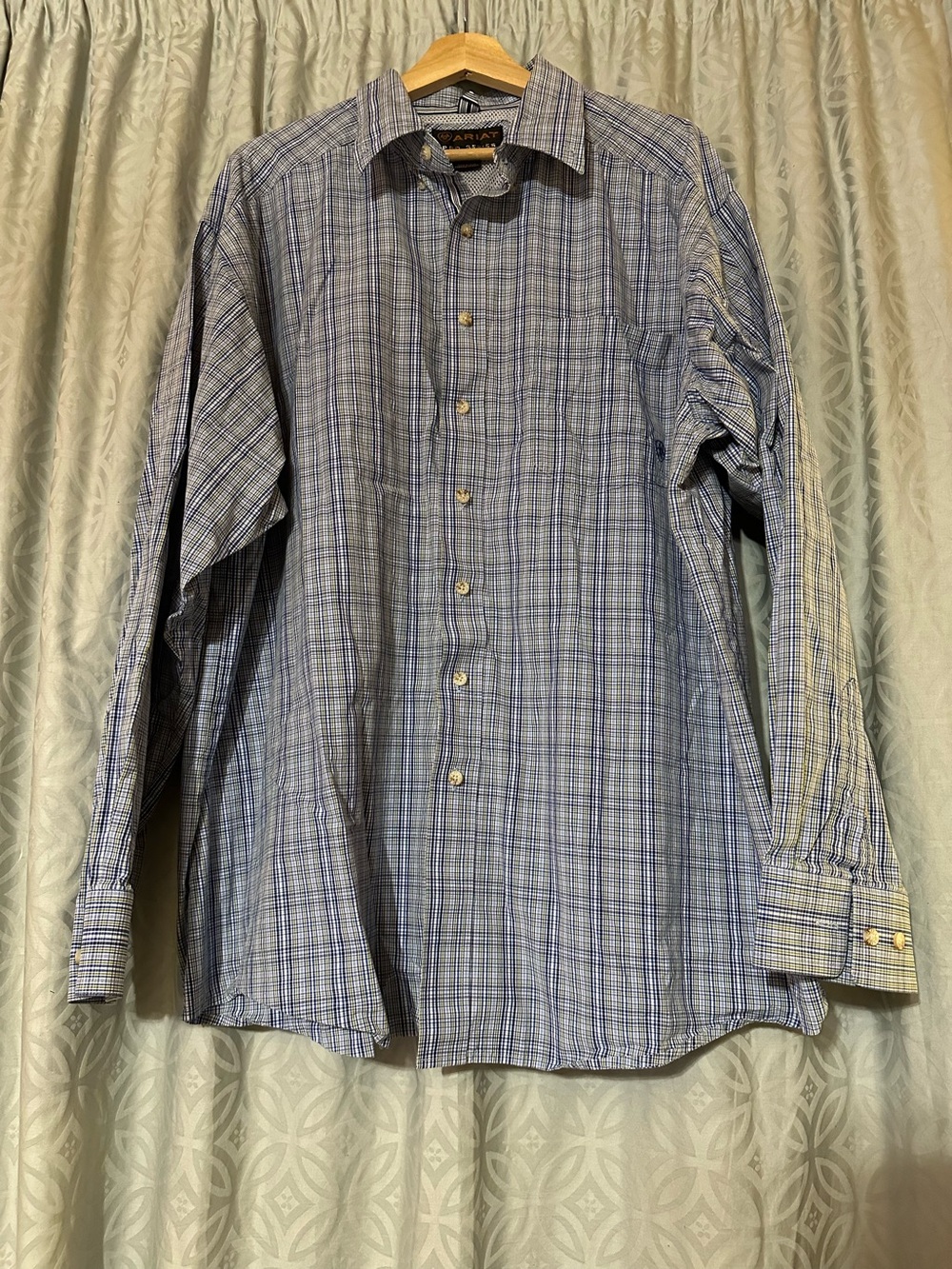 Ariat Pro Series Blue Plaid Long Sleeve Western Button Down Shirt Men’s XXL Read